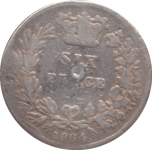 1864 SIXPENCE ( FAIR ) - SIXPENCE - Cambridgeshire Coins