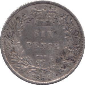 1864 SIXPENCE ( FINE ) - SIXPENCE - Cambridgeshire Coins