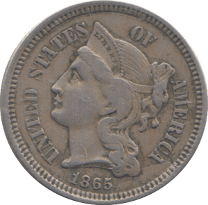 1865 3 CENTS USA - WORLD COINS - Cambridgeshire Coins