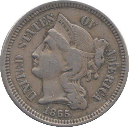 1865 3 CENTS USA - WORLD COINS - Cambridgeshire Coins