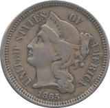 1865 3 CENTS USA - WORLD COINS - Cambridgeshire Coins