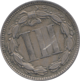 1865 3 CENTS USA - WORLD COINS - Cambridgeshire Coins