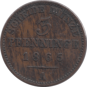 1865 3 PFENNIG PRUSSIA - WORLD COINS - Cambridgeshire Coins