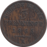 1865 3 PFENNIG PRUSSIA - WORLD COINS - Cambridgeshire Coins