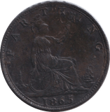 1865 FARTHING ( EF ) - FARTHING - Cambridgeshire Coins