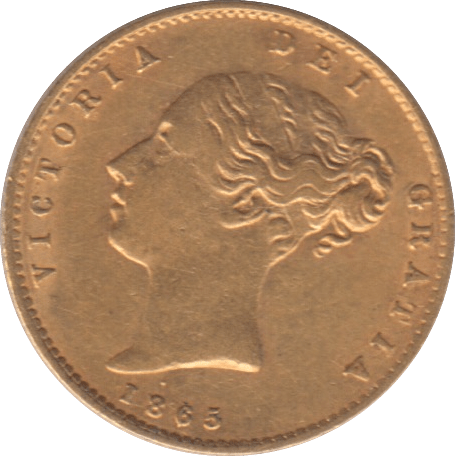 1865 GOLD HALF SOVEREIGN ( EF ) DIE 10 - Half Sovereign - Cambridgeshire Coins