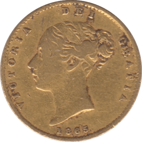 1865 GOLD HALF SOVEREIGN ( GF ) - HALF SOVEREIGN - Cambridgeshire Coins