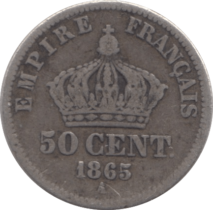 1865 SILVER 50 CENTS FRANCE - SILVER WORLD COINS - Cambridgeshire Coins