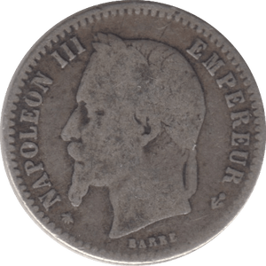 1865 SILVER 50 CENTS FRANCE - SILVER WORLD COINS - Cambridgeshire Coins