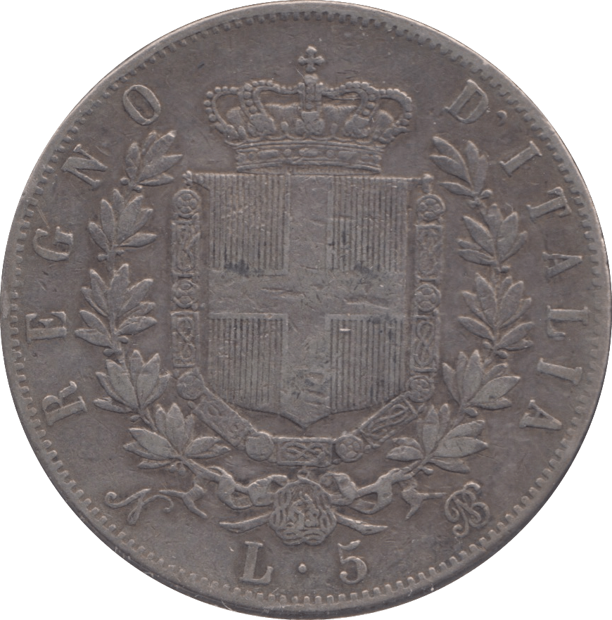 1865 SILVER ITALY 5 LIRA - SILVER WORLD COINS - Cambridgeshire Coins