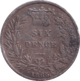 1865 SIXPENCE ( NF ) - SIXPENCE - Cambridgeshire Coins