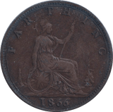 1866 FARTHING ( GVF ) - FARTHING - Cambridgeshire Coins