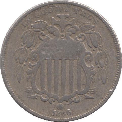 1866 FIVE CENT USA - WORLD COINS - Cambridgeshire Coins