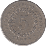 1866 FIVE CENT USA - WORLD COINS - Cambridgeshire Coins