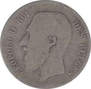 1866 SILVER 1 FRANC BELGIUM - SILVER WORLD COINS - Cambridgeshire Coins