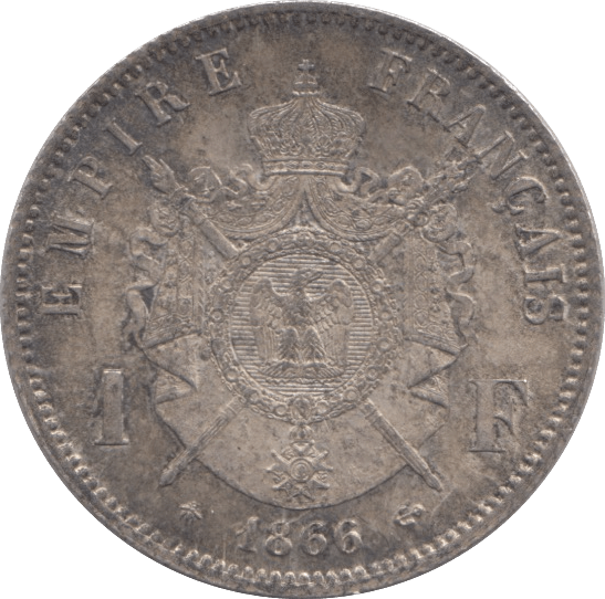 1866 SILVER 1 FRANC FRANCE - SILVER WORLD COINS - Cambridgeshire Coins
