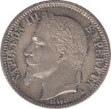 1866 SILVER 1 FRANC FRANCE - SILVER WORLD COINS - Cambridgeshire Coins