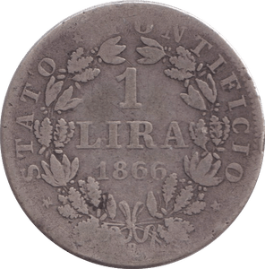 1866 SILVER 1 LIRA VATICAN - SILVER WORLD COINS - Cambridgeshire Coins