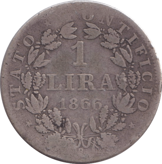 1866 SILVER 1 LIRA VATICAN - SILVER WORLD COINS - Cambridgeshire Coins