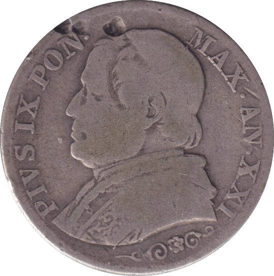 1866 SILVER 1 LIRA VATICAN - SILVER WORLD COINS - Cambridgeshire Coins