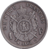 1866 SILVER FRANC FRANCE - SILVER WORLD COINS - Cambridgeshire Coins