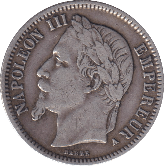 1866 SILVER FRANC FRANCE - SILVER WORLD COINS - Cambridgeshire Coins