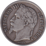 1866 SILVER FRANC FRANCE - SILVER WORLD COINS - Cambridgeshire Coins