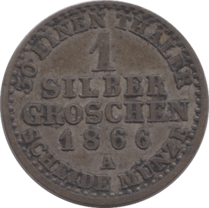 1866 SILVER ONE GROSCHEN PRUSSIA - SILVER WORLD COINS - Cambridgeshire Coins