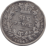 1866 SIXPENCE ( F ) - WORLD COINS - Cambridgeshire Coins