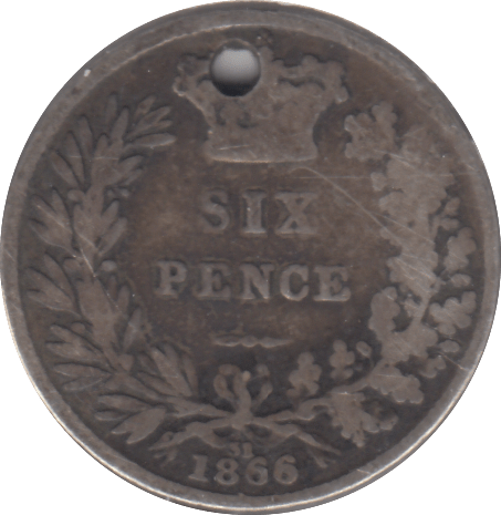 1866 SIXPENCE ( FAIR ) - SIXPENCE - Cambridgeshire Coins