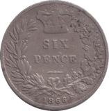1866 SIXPENCE ( FINE ) - SIXPENCE - Cambridgeshire Coins