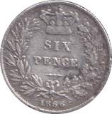1866 SIXPENCE ( GF ) - SIXPENCE - Cambridgeshire Coins