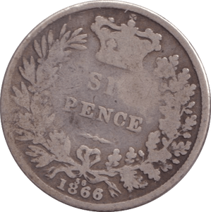 1866 SIXPENCE ( NF ) - SIXPENCE - Cambridgeshire Coins