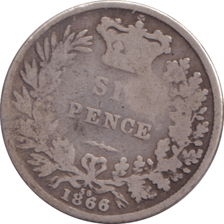 1866 SIXPENCE ( NF ) - SIXPENCE - Cambridgeshire Coins