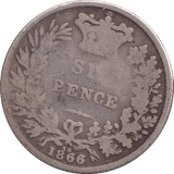 1866 SIXPENCE ( NF ) - SIXPENCE - Cambridgeshire Coins