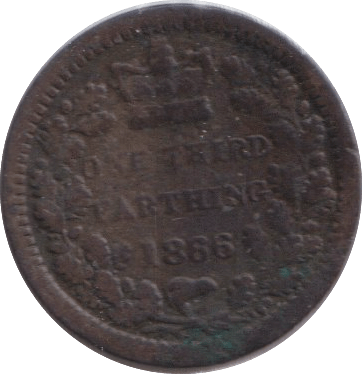 1866 THIRD FARTHING ( VF ) - ONE THIRD FARTHING - Cambridgeshire Coins