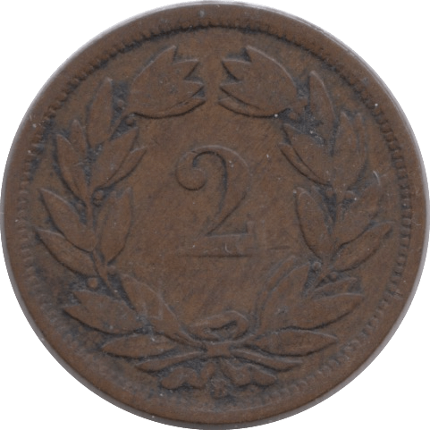1866 TWO RAPPEN SWITZERLAND - WORLD COINS - Cambridgeshire Coins