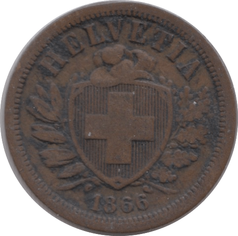 1866 TWO RAPPEN SWITZERLAND - WORLD COINS - Cambridgeshire Coins