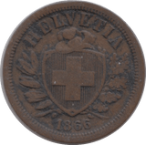1866 TWO RAPPEN SWITZERLAND - WORLD COINS - Cambridgeshire Coins