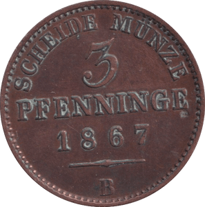 1867 3 PFENNIG PRUSSIA - WORLD COINS - Cambridgeshire Coins