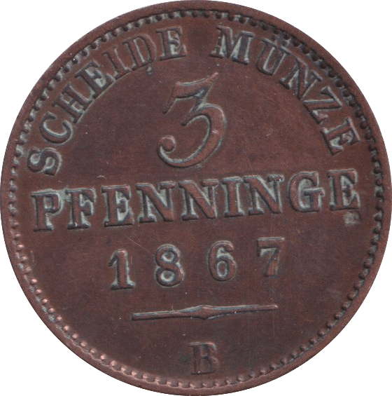 1867 3 PFENNIG PRUSSIA - WORLD COINS - Cambridgeshire Coins