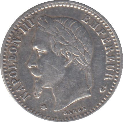 1867 FRANCE 50 CENT - SILVER WORLD COINS - Cambridgeshire Coins