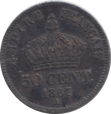 1867 FRANCE 50 CENT - WORLD COINS - Cambridgeshire Coins