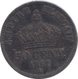 1867 FRANCE 50 CENT - WORLD COINS - Cambridgeshire Coins