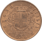 1867 GOLD 20 LIRA ITALY - Gold World Coins - Cambridgeshire Coins