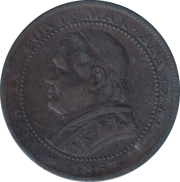 1867 ONE SOLDO VATICAN - WORLD COINS - Cambridgeshire Coins