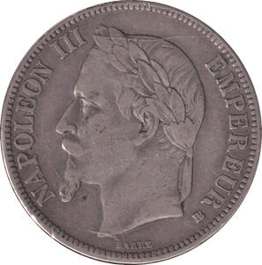 1867 SILVER 5 FRANC FRANCE - SILVER WORLD COINS - Cambridgeshire Coins