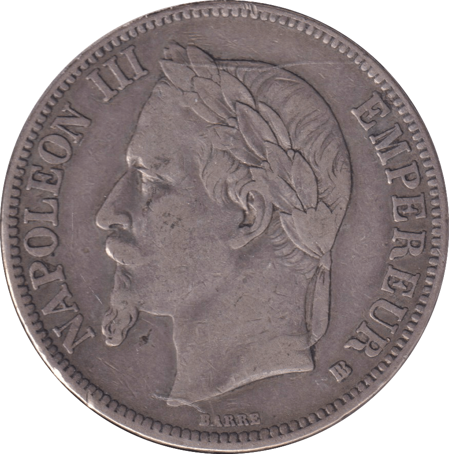 1867 SILVER 5 FRANC FRANCE - SILVER WORLD COINS - Cambridgeshire Coins