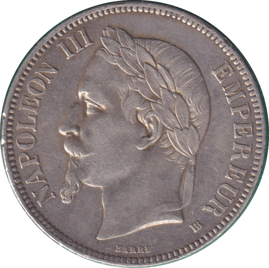1867 SILVER 5 FRANCS FRANCE - SILVER WORLD COINS - Cambridgeshire Coins