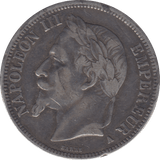1867 SILVER 5 FRANCS FRANCE - SILVER WORLD COINS - Cambridgeshire Coins